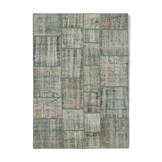Handmade oriental contemporary 177 cm x 247 cm grey patchwork carpet