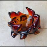 Centre de table en verre de Murano ambre ardent