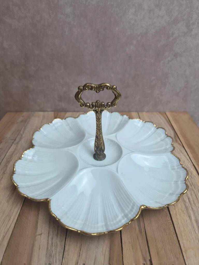Servant Limoges Ribes – Gilded porcelain 6 shells