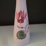 Vase en porcelaine Floss Bavaria, décor floral cyclamen – Allemagne, a