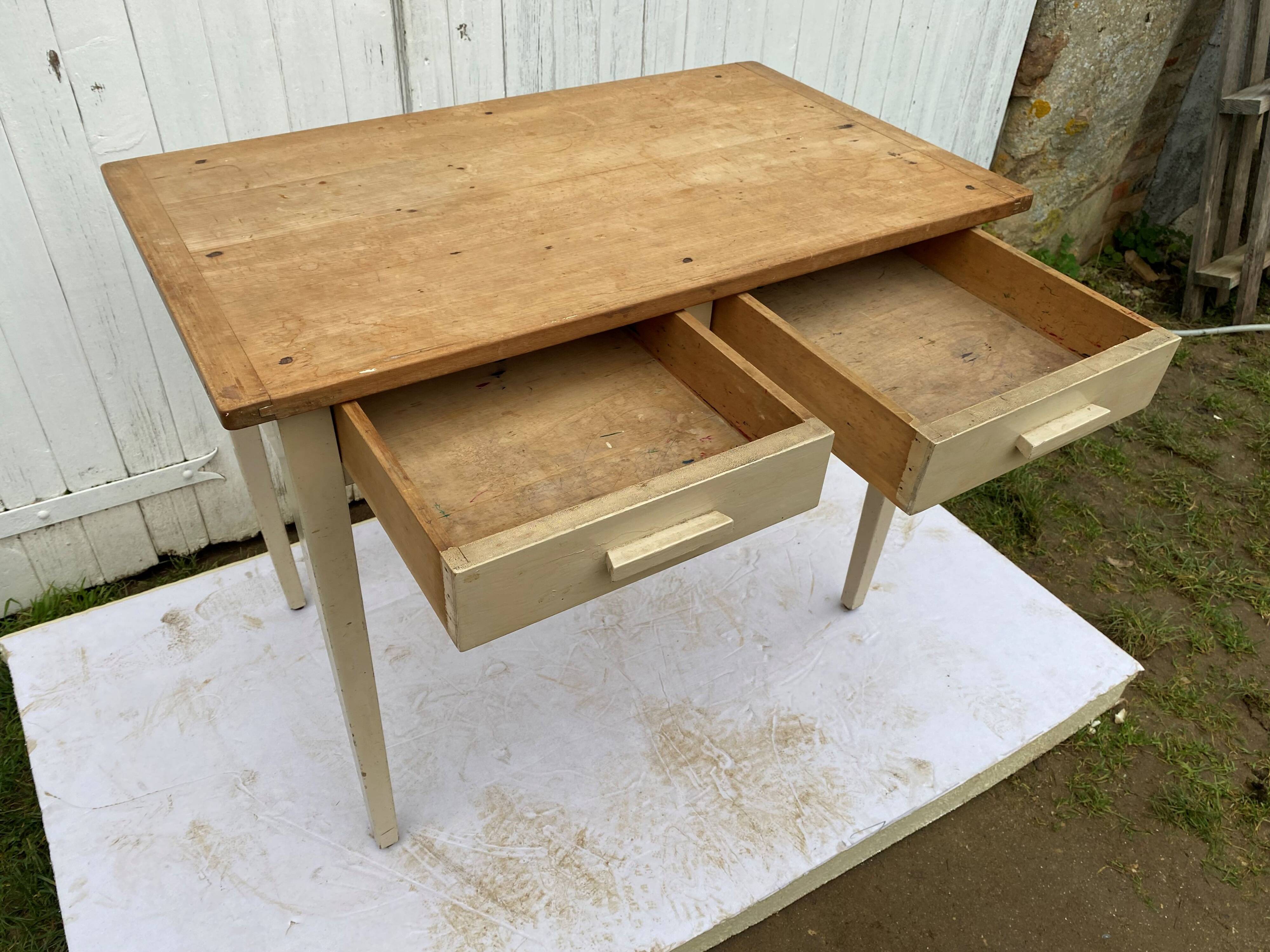 2 drawer solid wood desk 1950