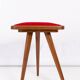 Set of two triangular stools in black and red velvet from the 20th century, 1960s.
