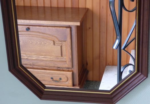 Solid wood mirror with gilded metal edging 47.50x 67 cm