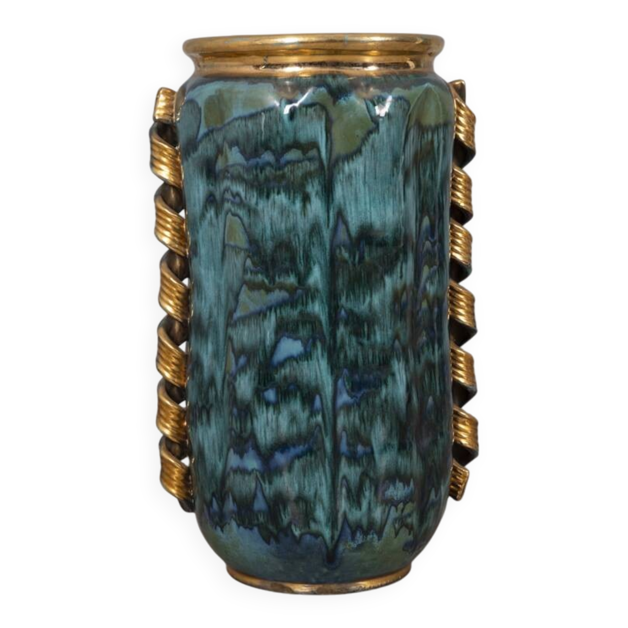 Large 1950s vintage decorated ceramic vase, Italian design