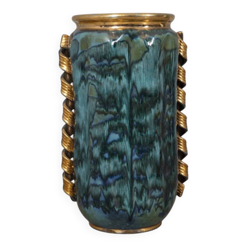 Large 1950s vintage decorated ceramic vase, Italian design