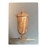 Signed painting Pastel terracotta "the terracotta jar" indigo paper