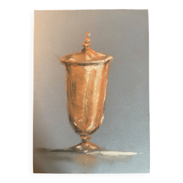 Signed painting Pastel terracotta "the terracotta jar" indigo paper