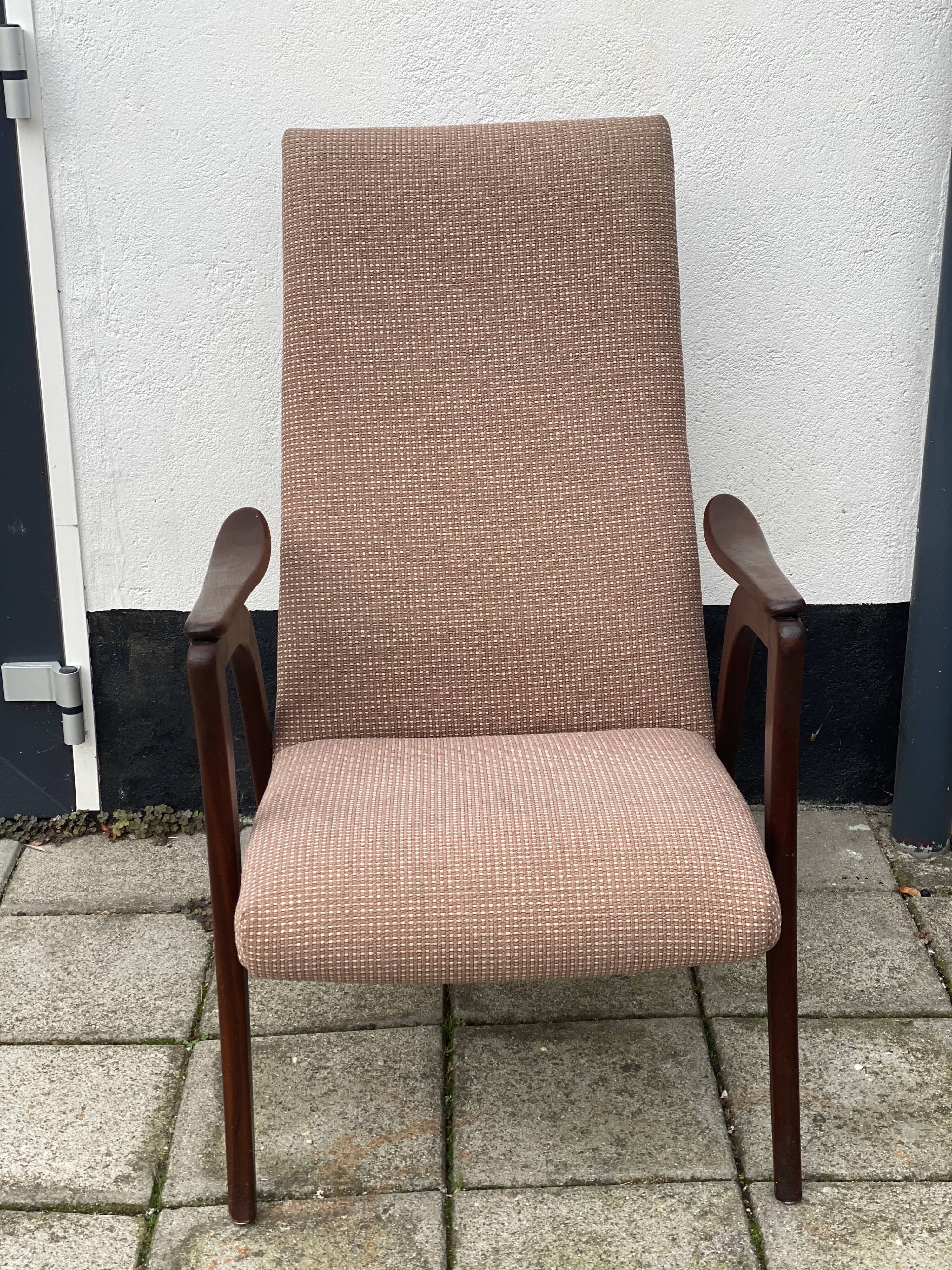 Swedish mid century modern teak high back chair