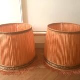 Pair of vintage 1950 orange lampshades