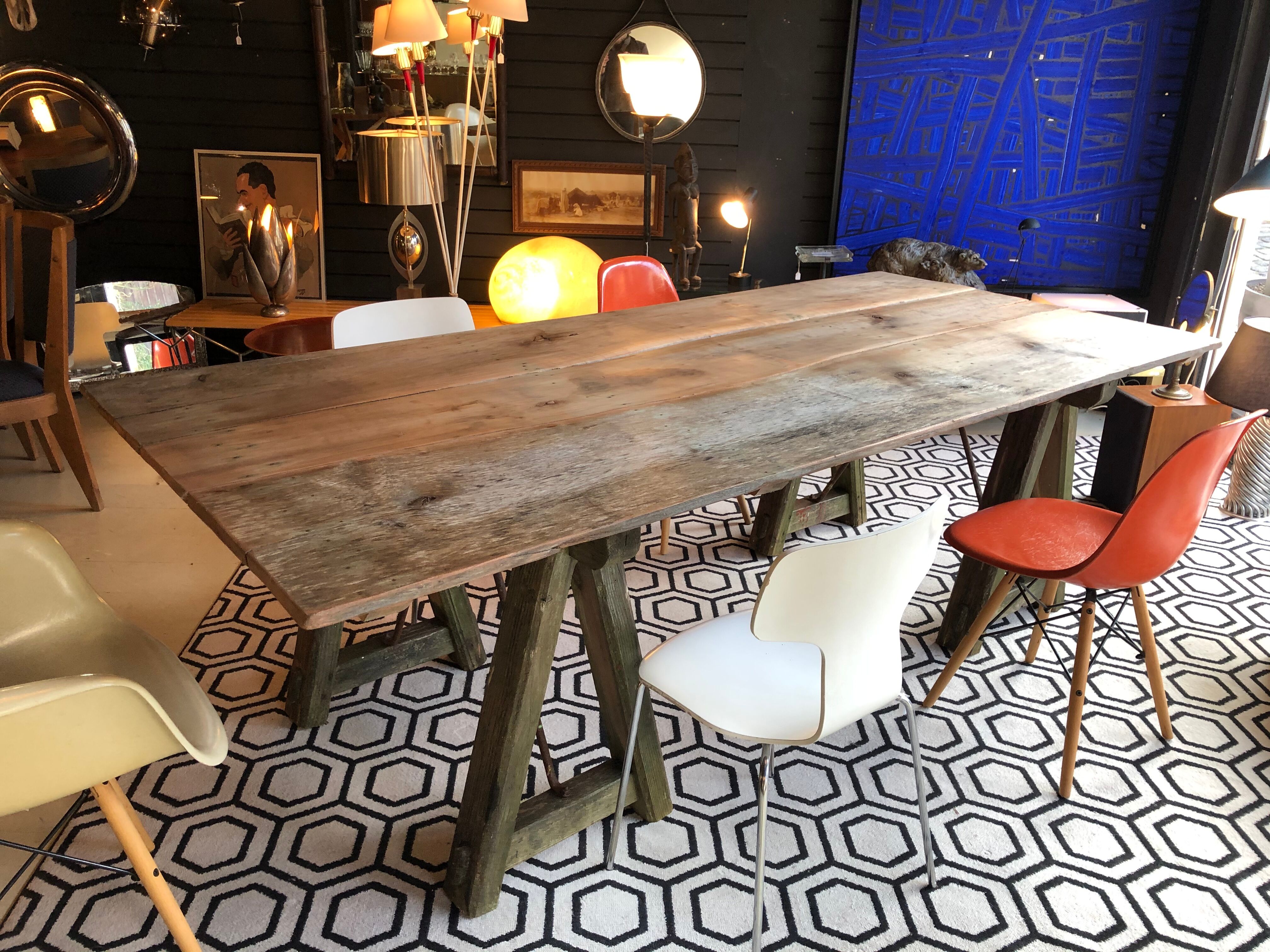 Farm table on trestles