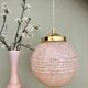 Vintage art deco globe pendant light in pale pink Clichy glass