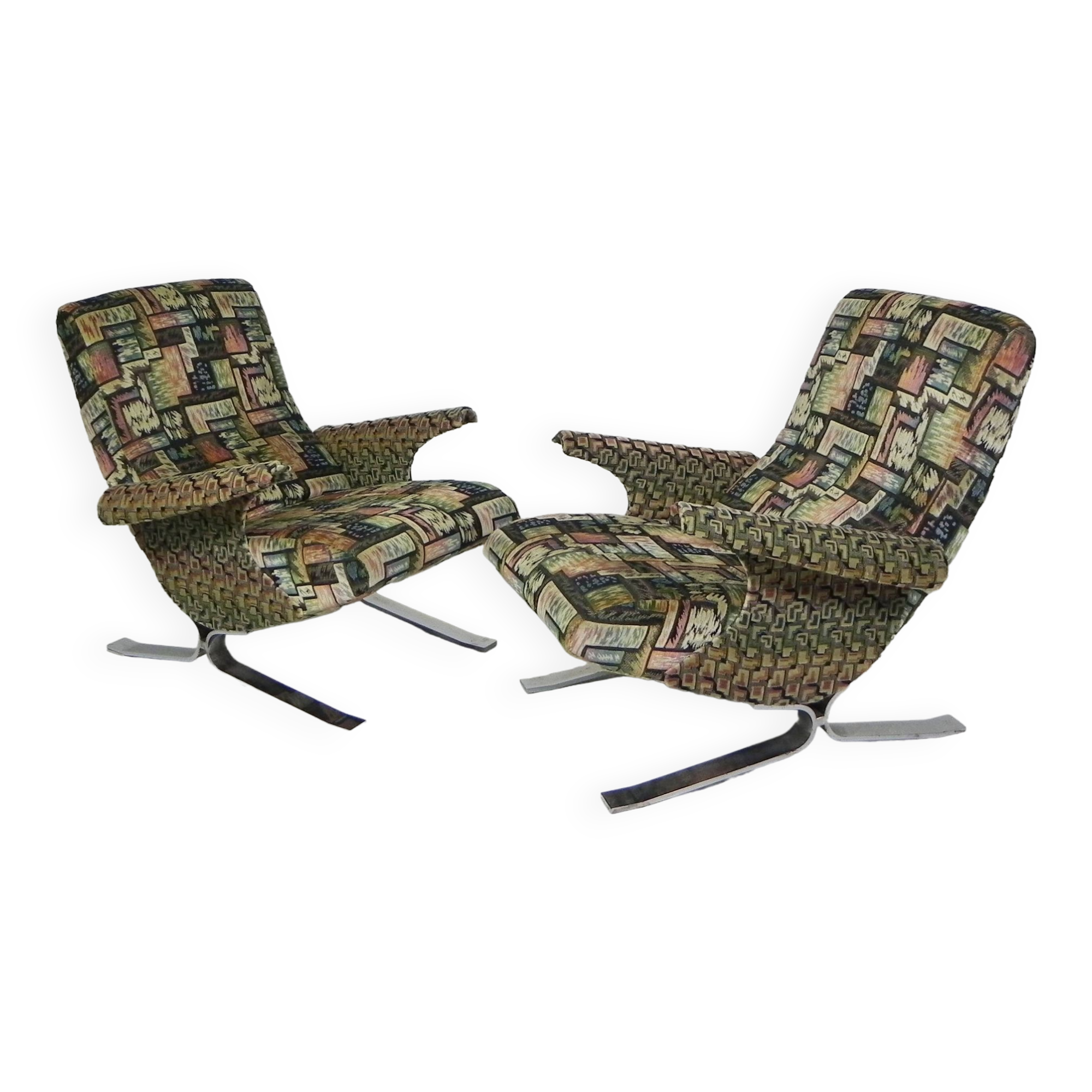 Set of 2 armchairs, Copenhagen model, Francois Letourneur, 1960s