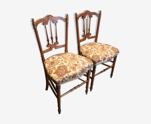 Paire de chaises en hêtre massif de style Napoléon III fin 19e
