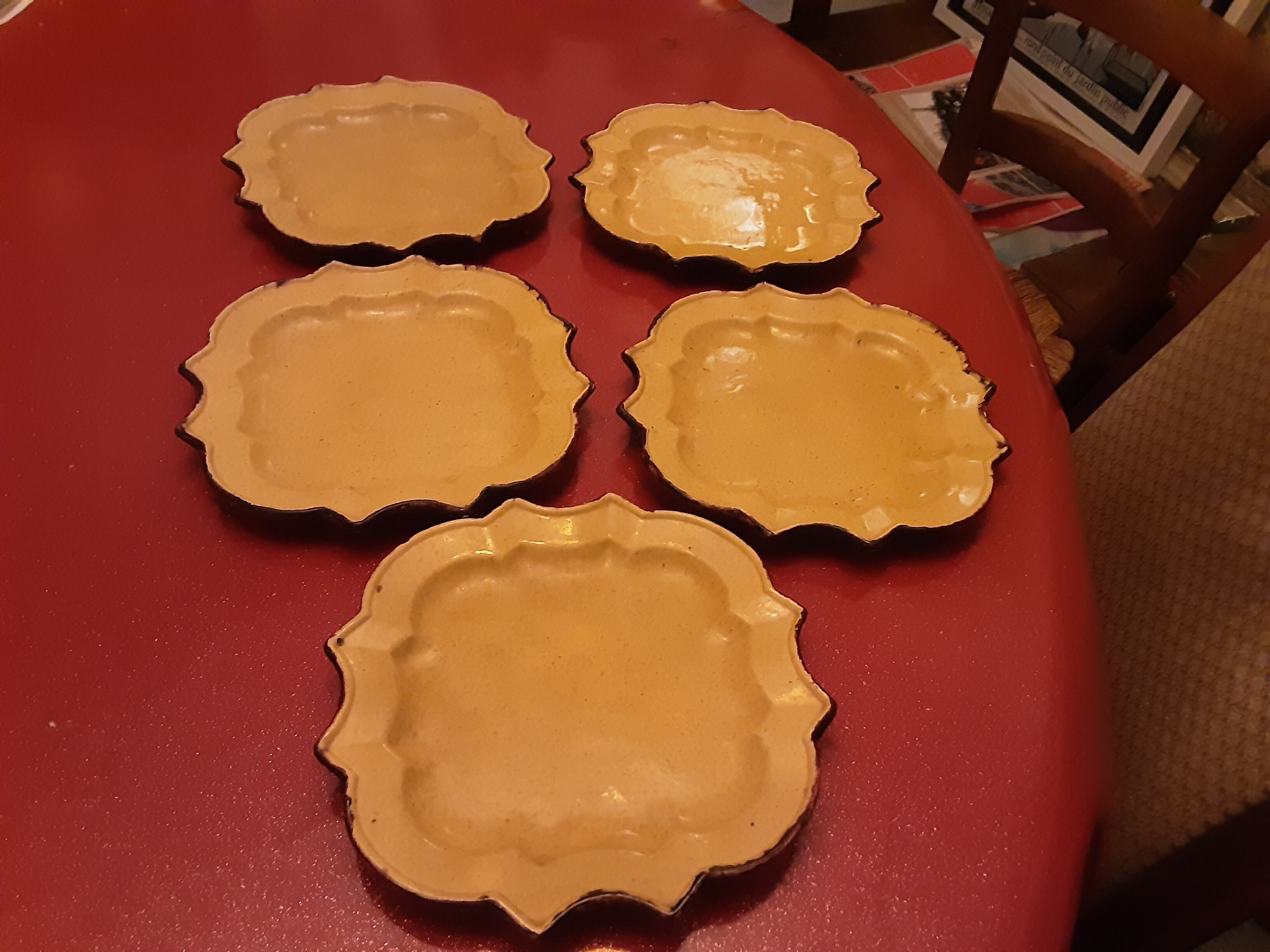 5 dessert plates pottery south france dieulefit drome
