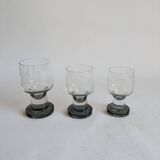 Space age Crystal drinking glasses in three sizes by Bayel, France 1970s