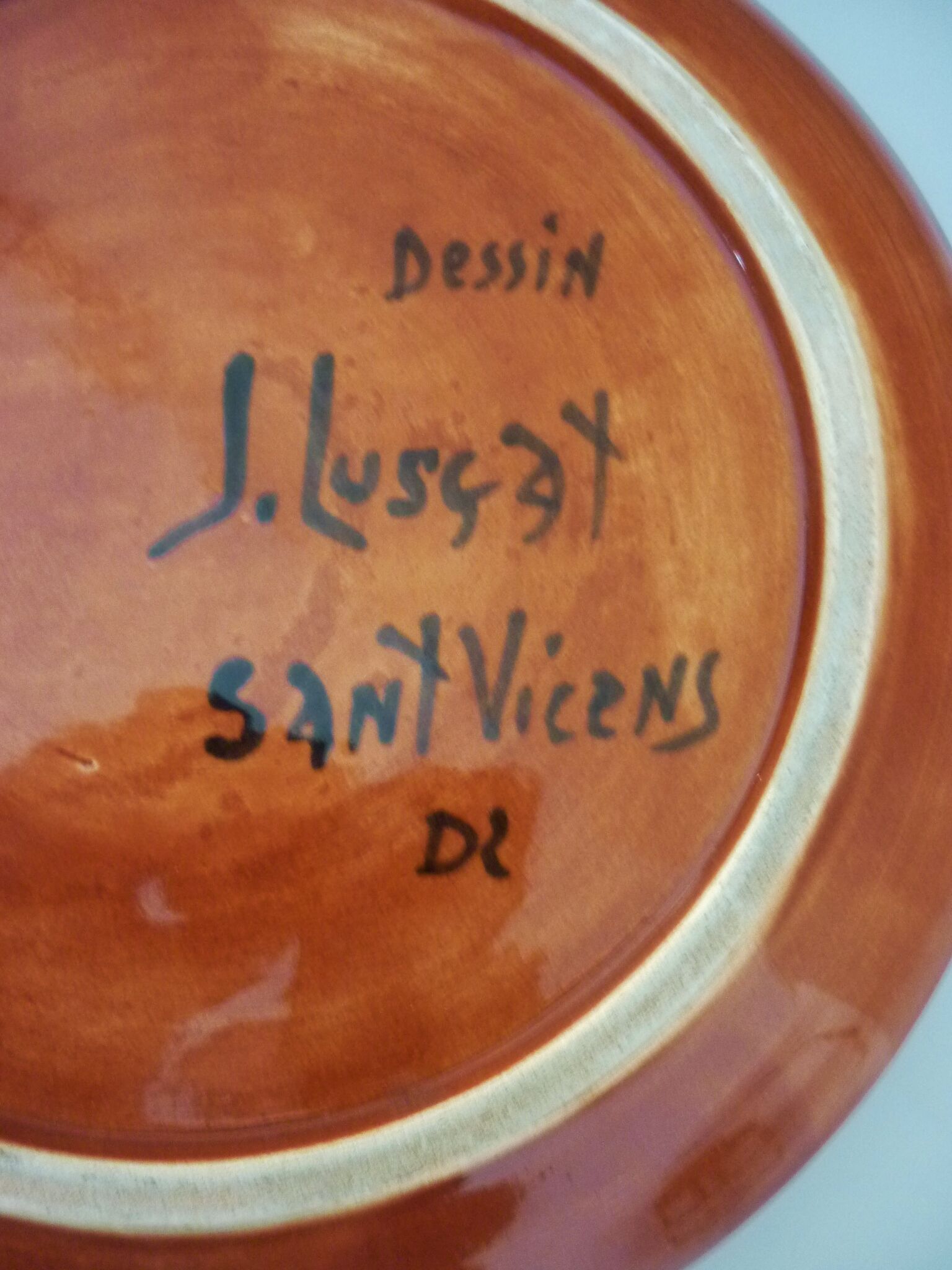 Enamelled ceramic plate signed Jean Lurçat, Sant Vicens, 50s
