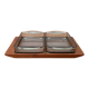 Danish teak plateau from the mid-century by Artiform with glass Cabaret trays from Holmegaard, 1960s, set of 3.