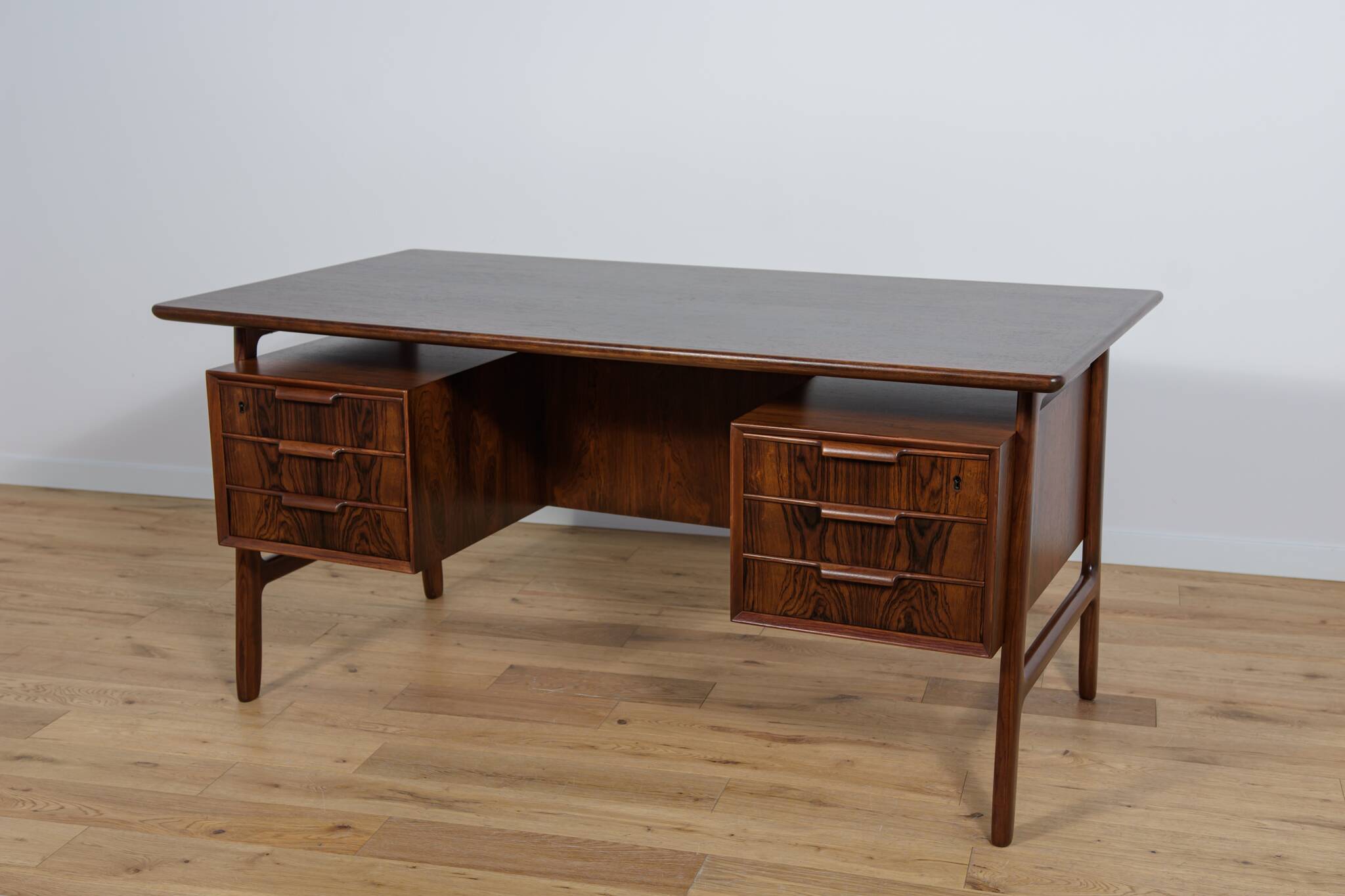 Mid-Century Model 75 Freestanding Teak Desk from Omann Jun, Denmark, 1950s