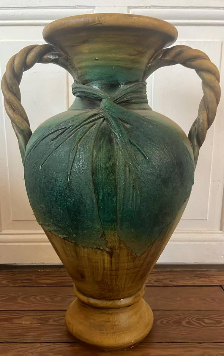 Very large decorative ceramic vase in an antique/Mediterranean style.