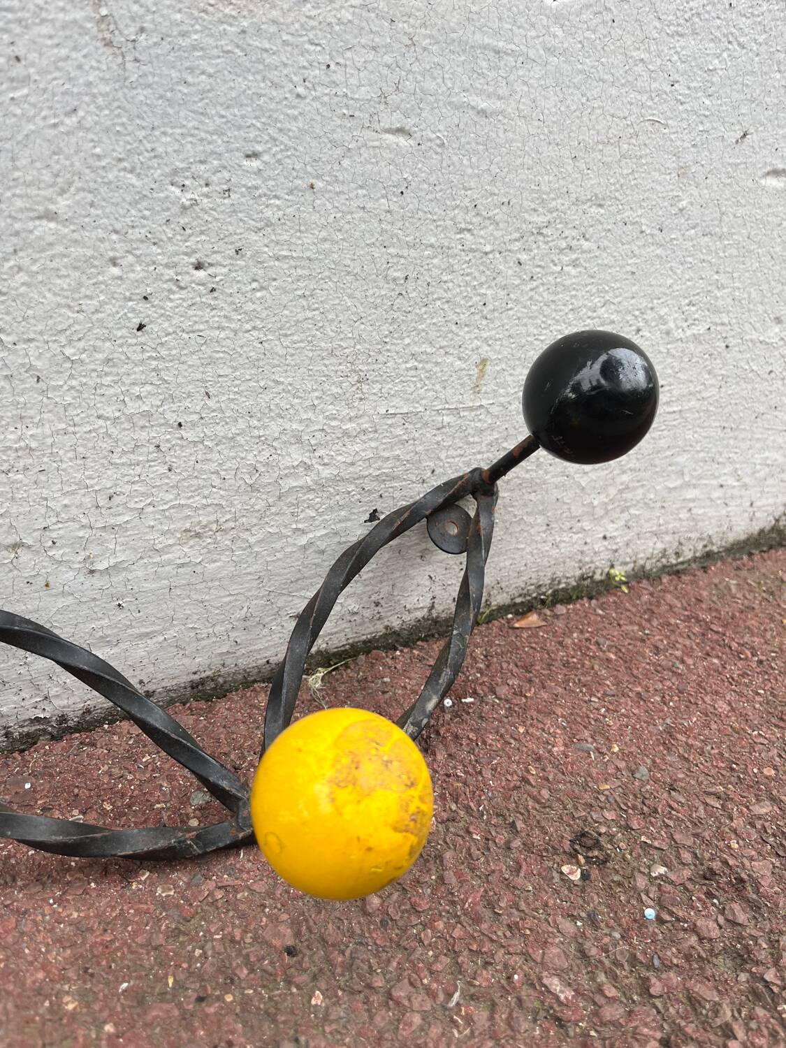50s coat rack with five vintage balls