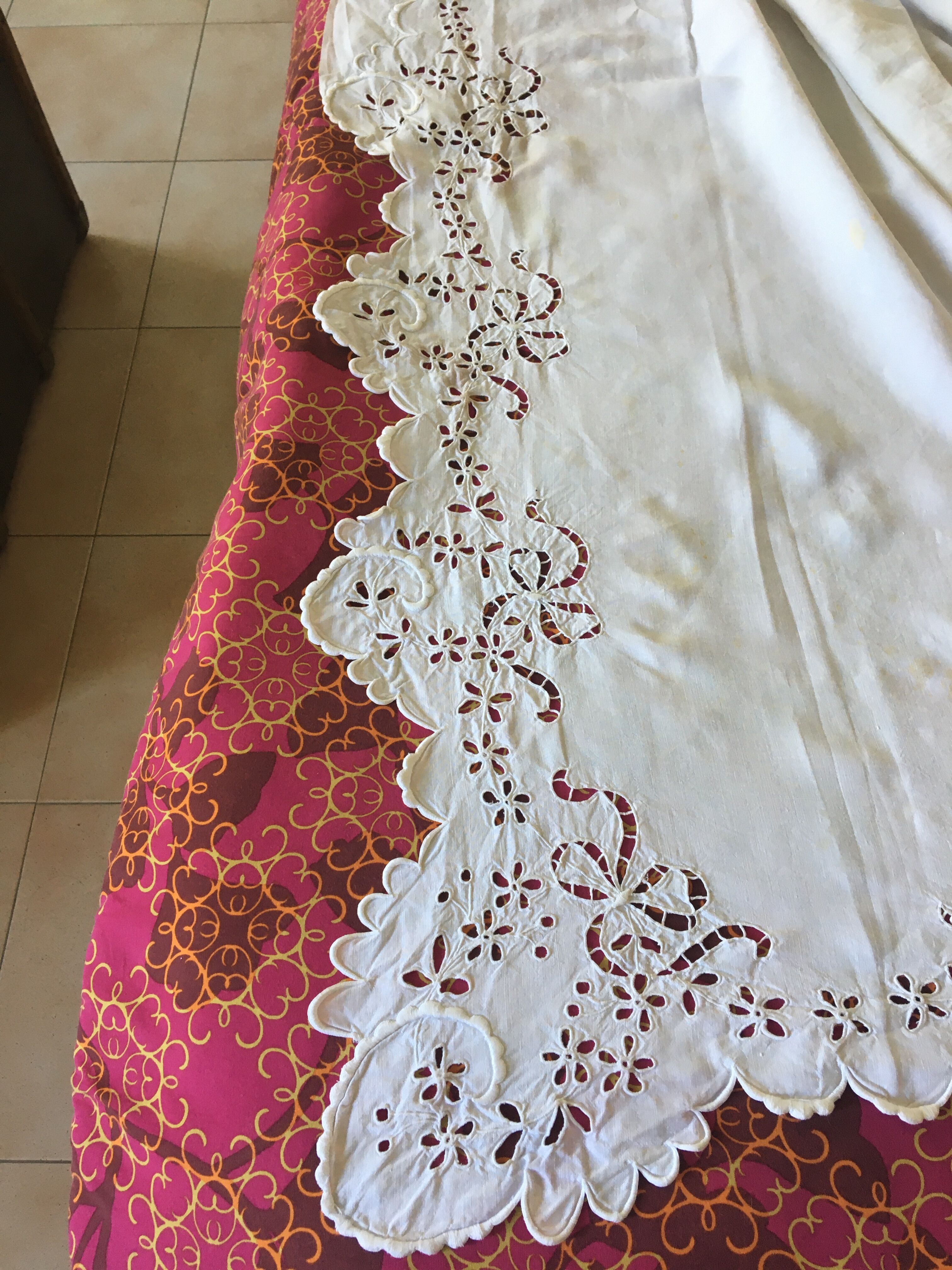 Monogrammed embroidered sheet