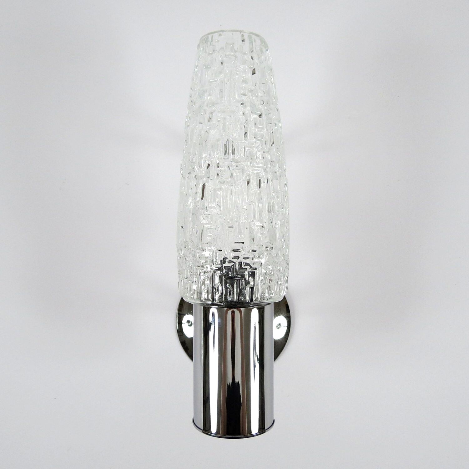 Set of two glass and chrome metal wall lamps, 1960s