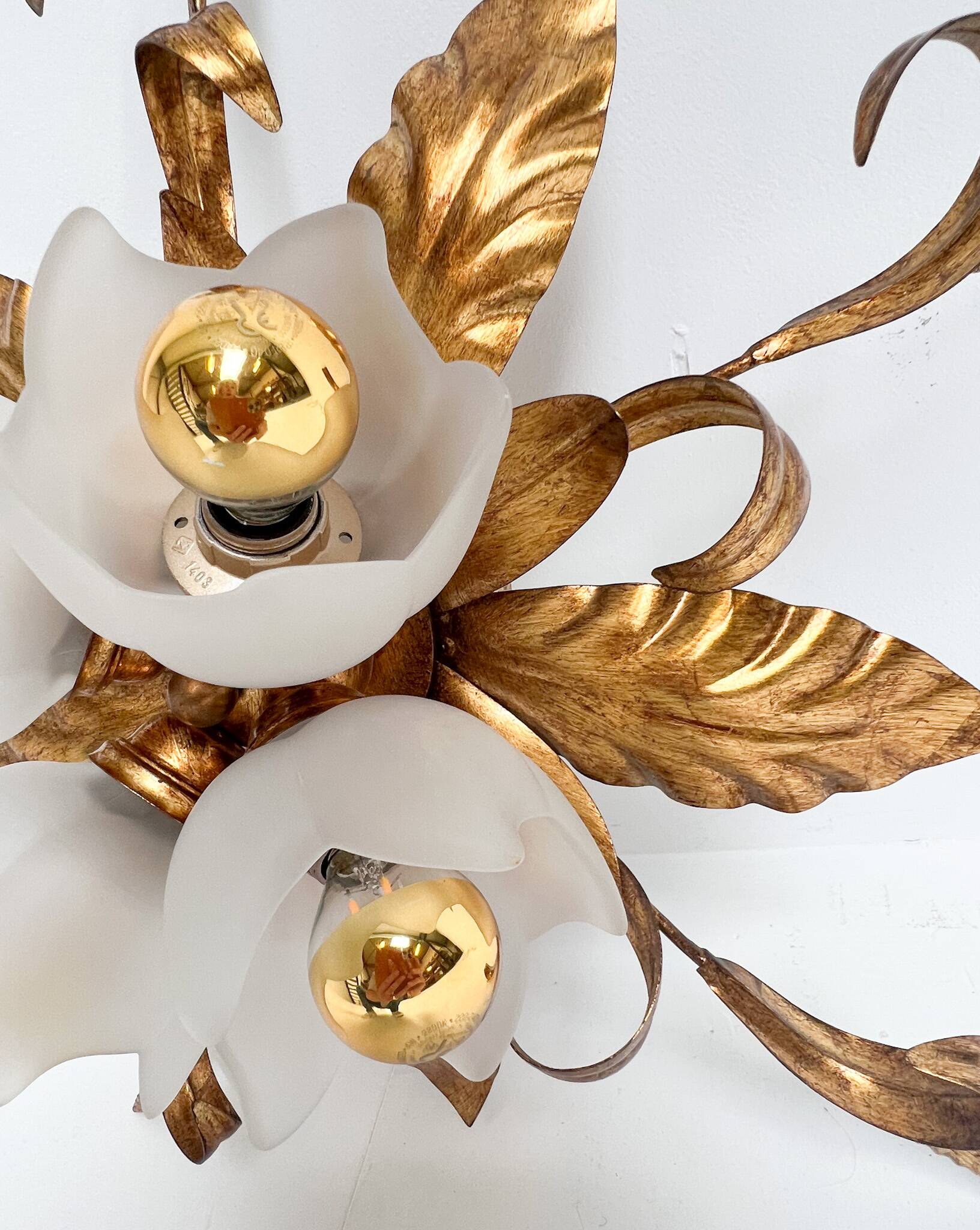 Gold plated XL ceiling lamp or wall lamp from Italy, 1970s