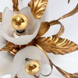 Gold plated XL ceiling lamp or wall lamp from Italy, 1970s