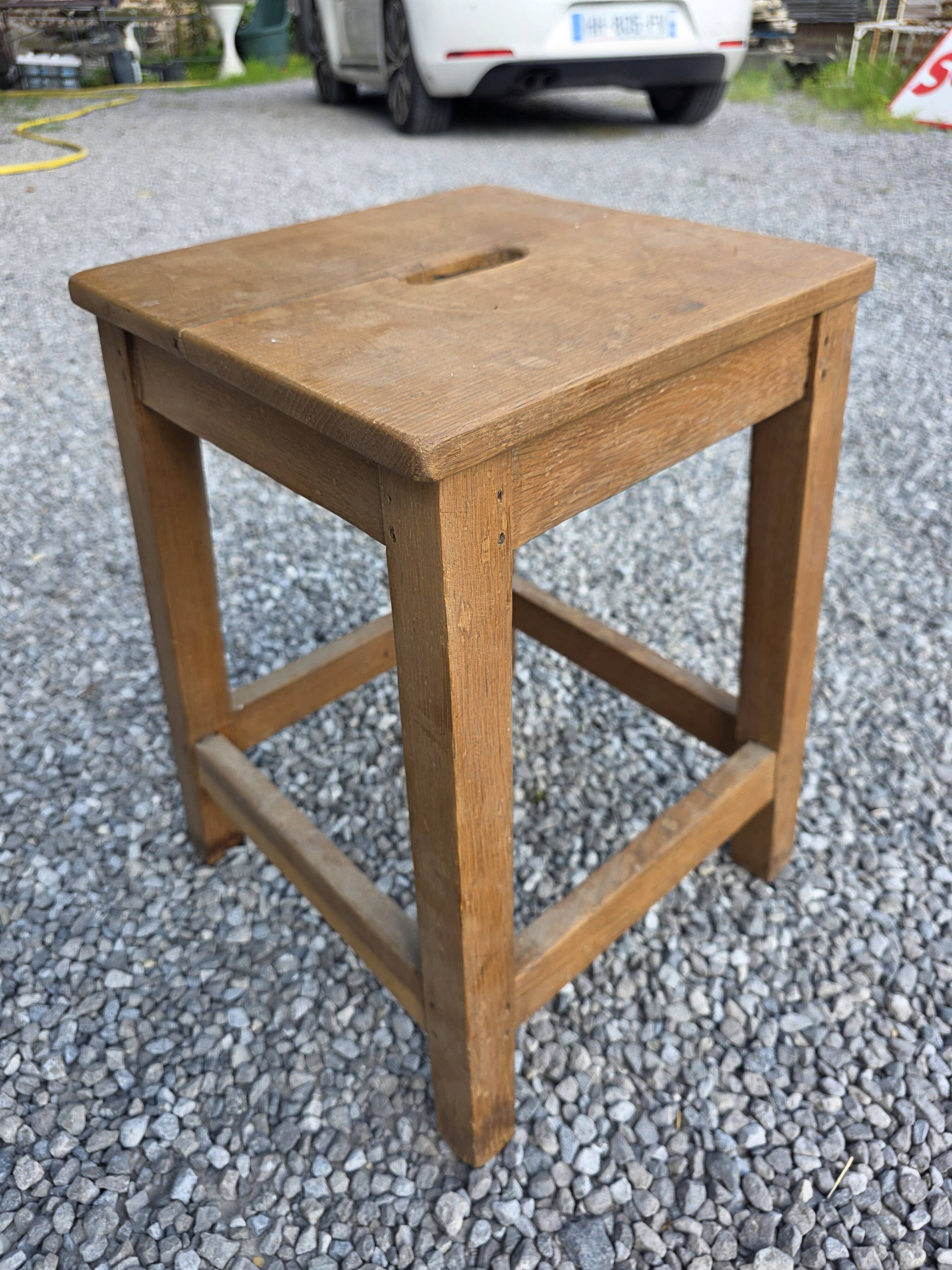 Pair of low stools in solid oak