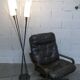 Floor lamp by René Mathieu for Maison Lunel 1950, brass and opaline.