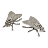 Paire de mini cendrier mouche acier inoxydable 1970