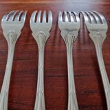 Christofle - Series 9 fish forks, Crossed Ribbons model, in silver-plated metal