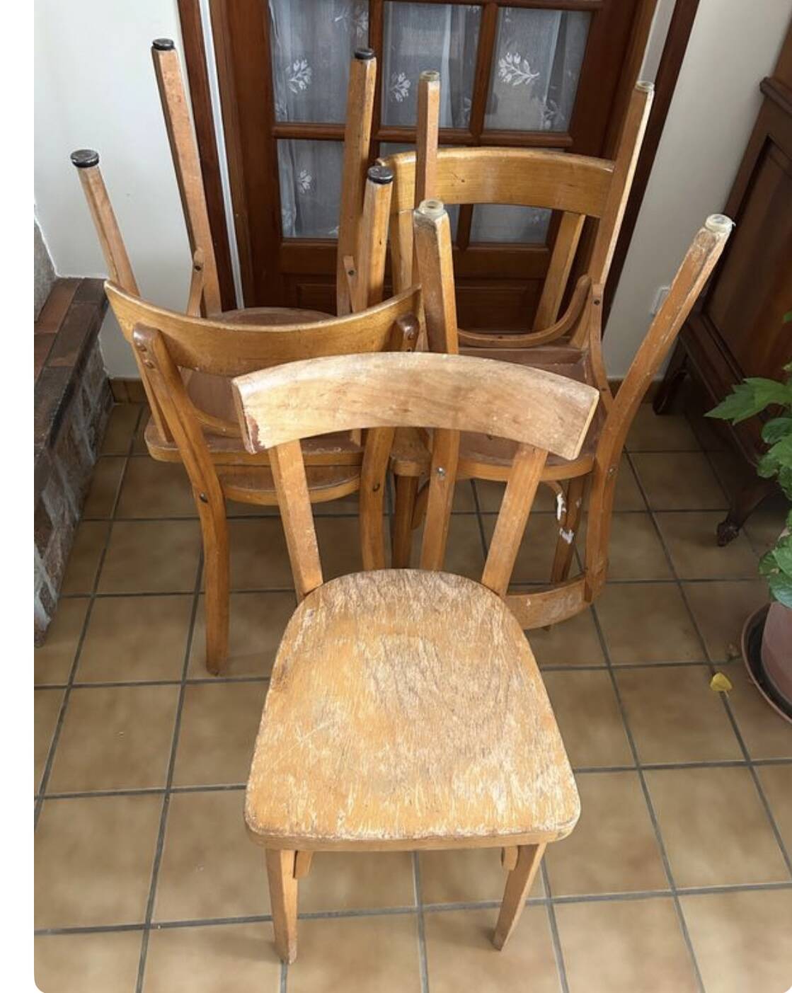 Set of 5 Baumann wooden chairs
