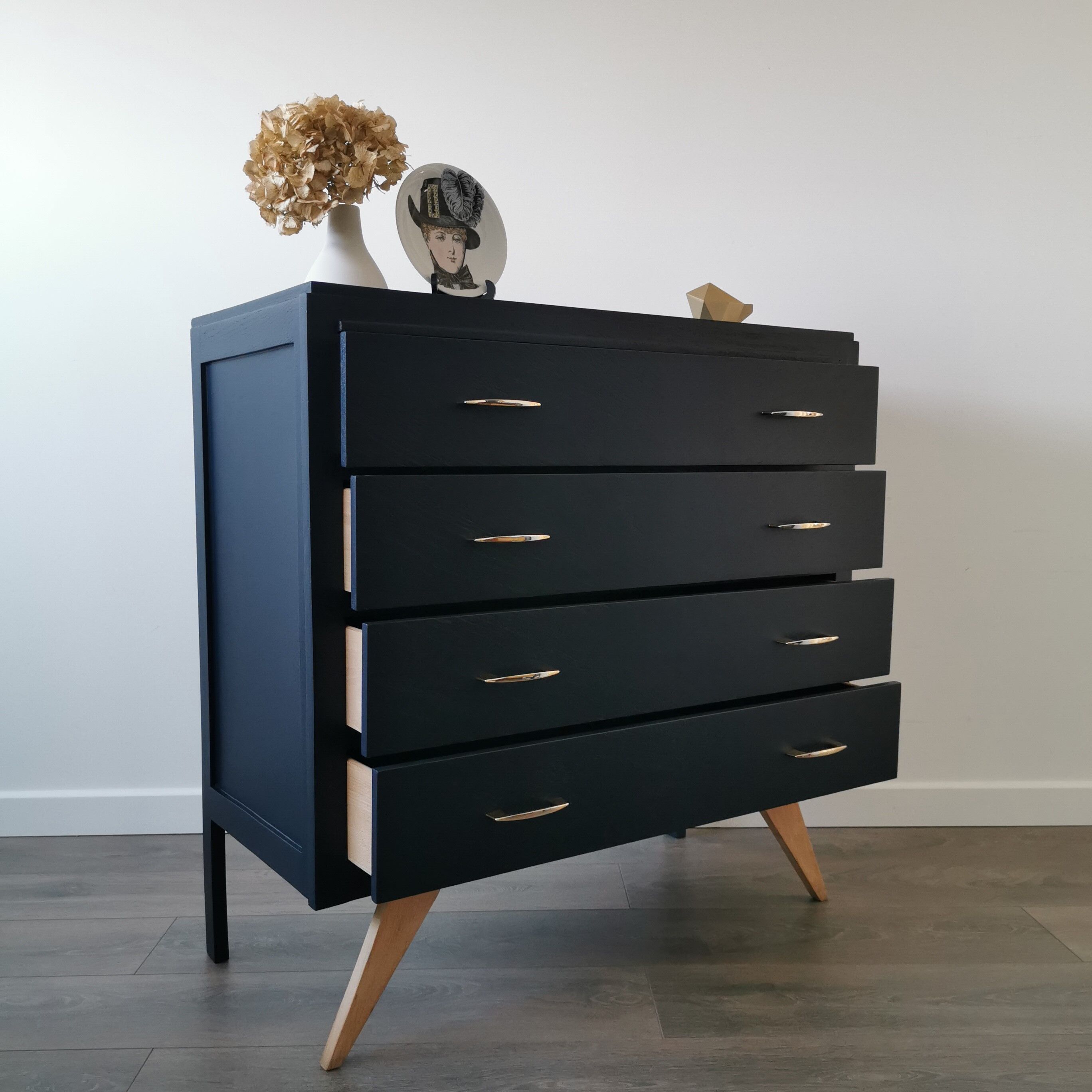 Vintage chest of drawers compass feet