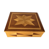 1940 marquetry box with 3 compartments geometric star