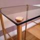 Sofa tip vintage in golden streaked brass and smoked glass