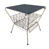Table basse cocktail porte revues fil d'acier vintage