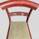 Maurice Hirch, paire de chaises anciennes sculptées assise velours vert