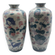 Pair of Baluster Vases Chinese Porcelain - Lotus & Carp - H35cm