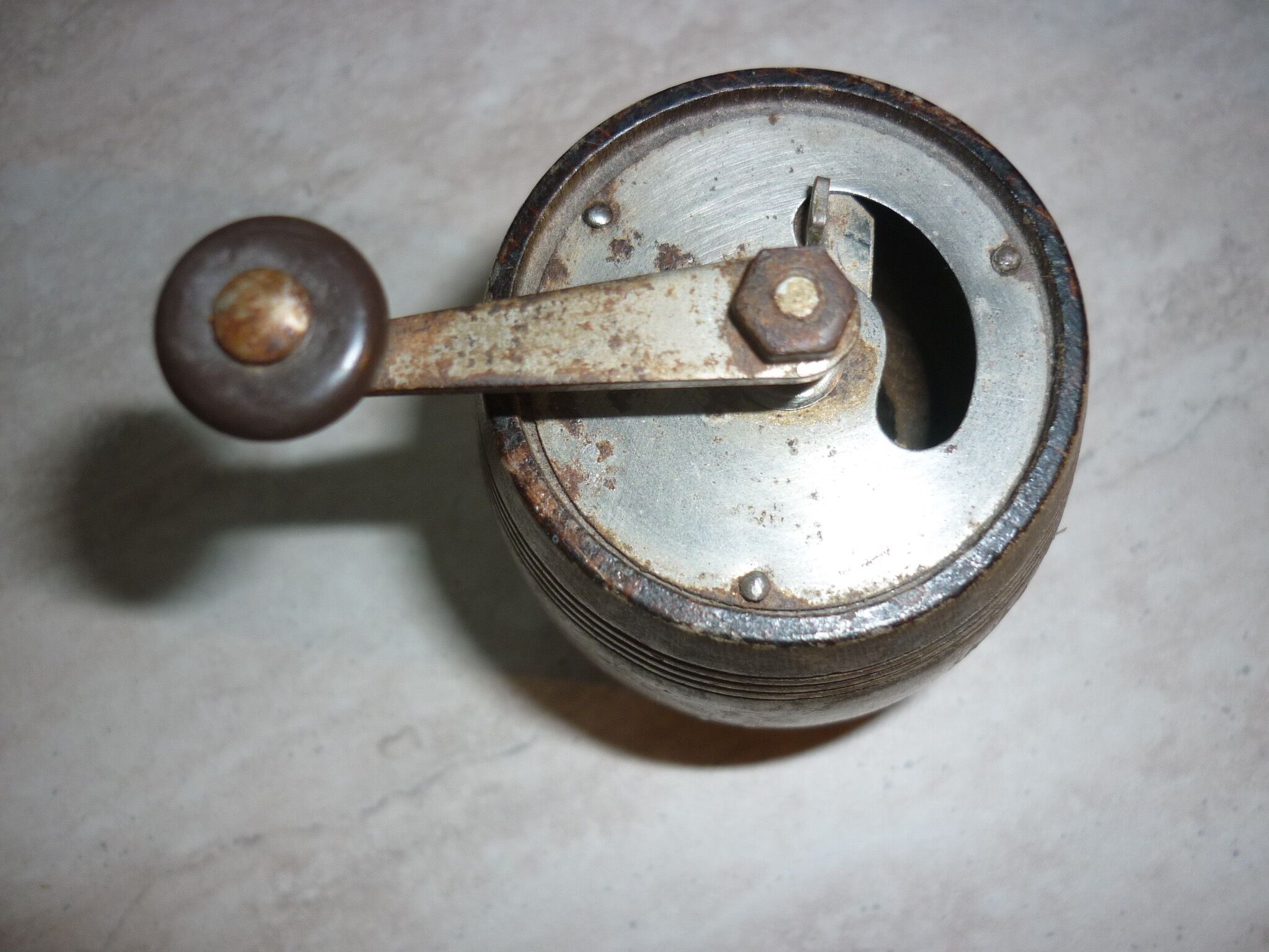 Pepper mill in vintage wooden barrel