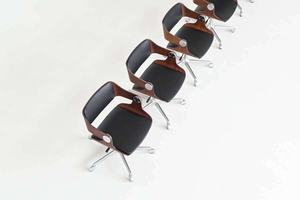 Eugen Schmidt set of six dining or conference chairs in teak Germany 1965