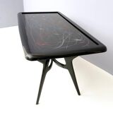 1950s Style Dining Table with Glass Top Lacquered by Enzio Wenk, Italy, 2019