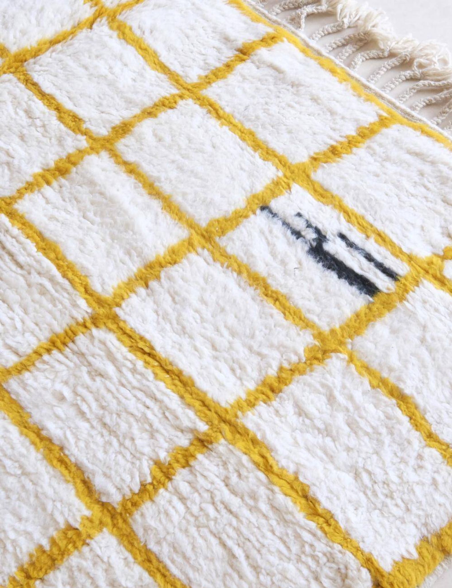Tapis Contemporain Jaune et Blanc - 266 x 215 cm