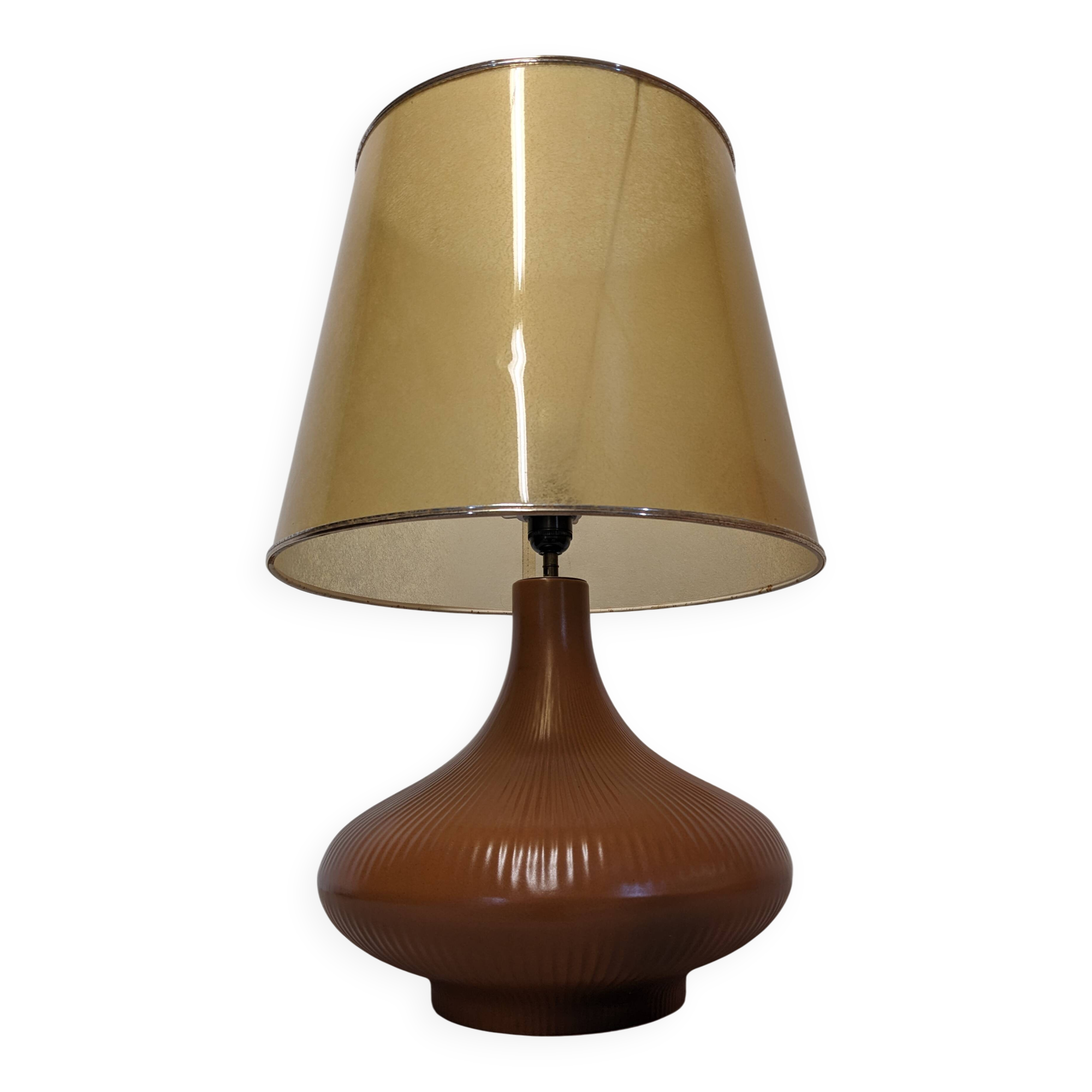 XL glazed ceramic living room lamp, France circa 1970