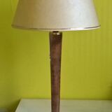 Vintage Unilux wood and brass lamp, 1970 France