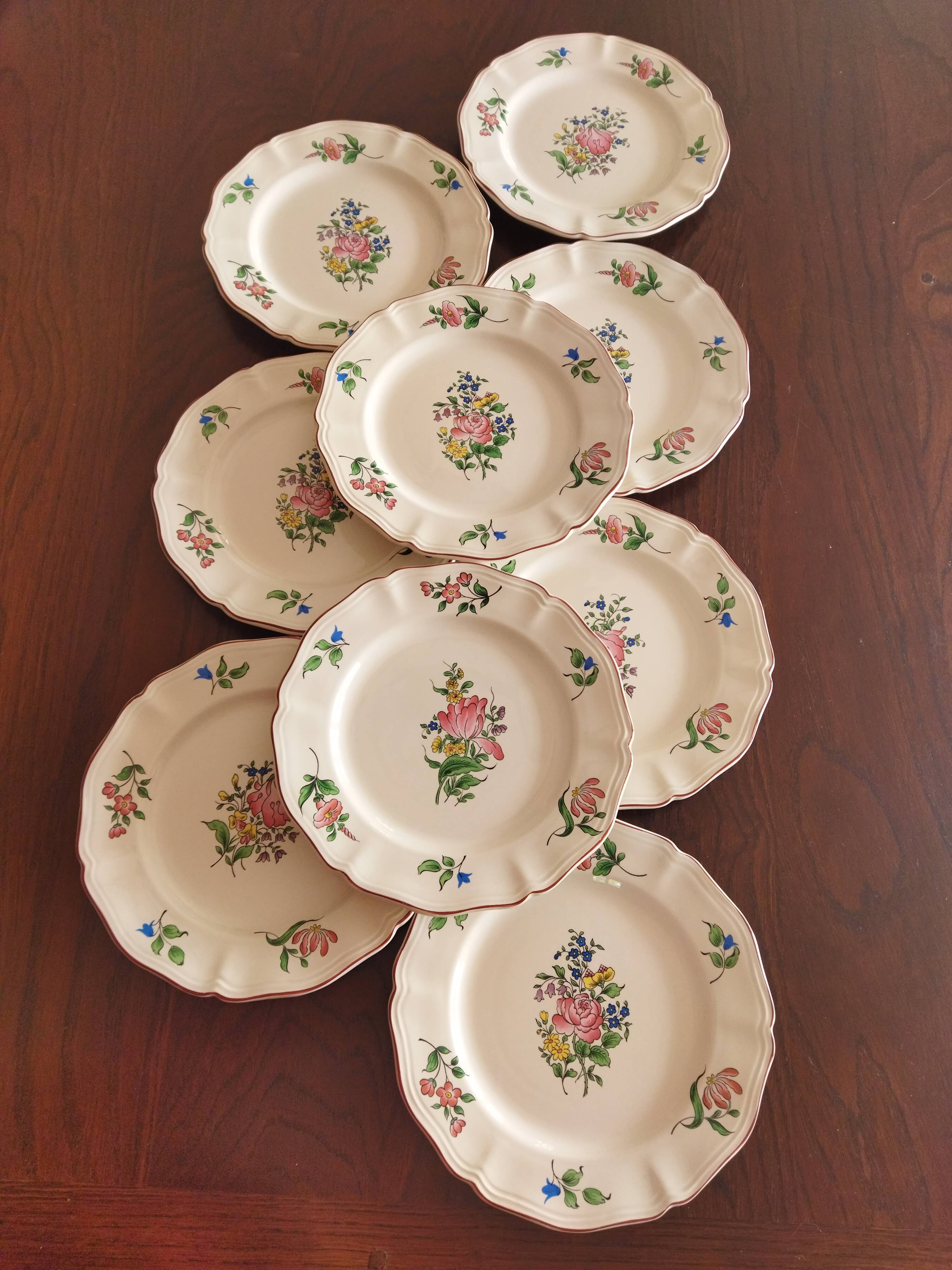 9 dessert plates “Réverbère fin” KG Lunéville