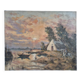 Landscape of Camargue - Oil on canvas