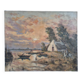 Landscape of Camargue - Oil on canvas
