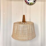 Suspension in burlap and dark wood