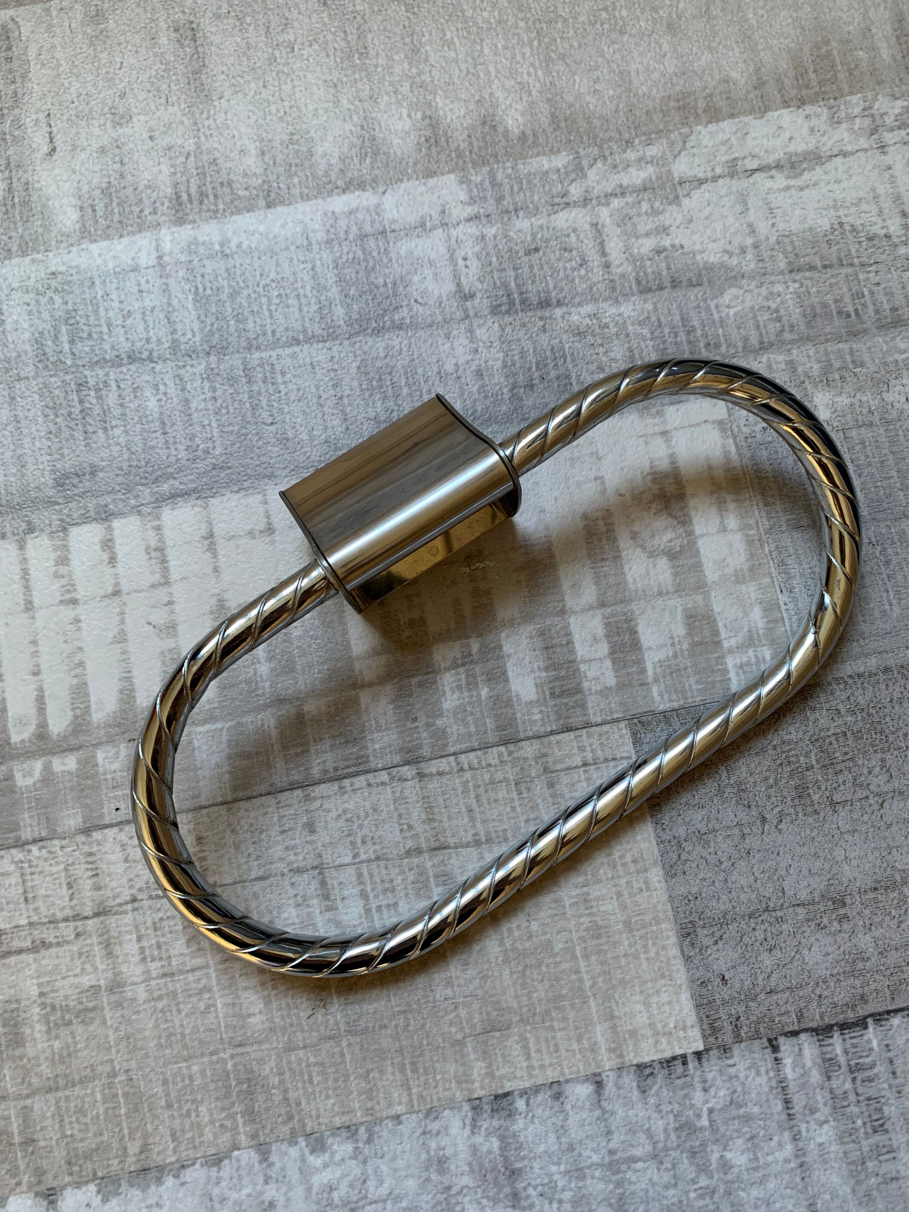 Vintage silver metal towel rack